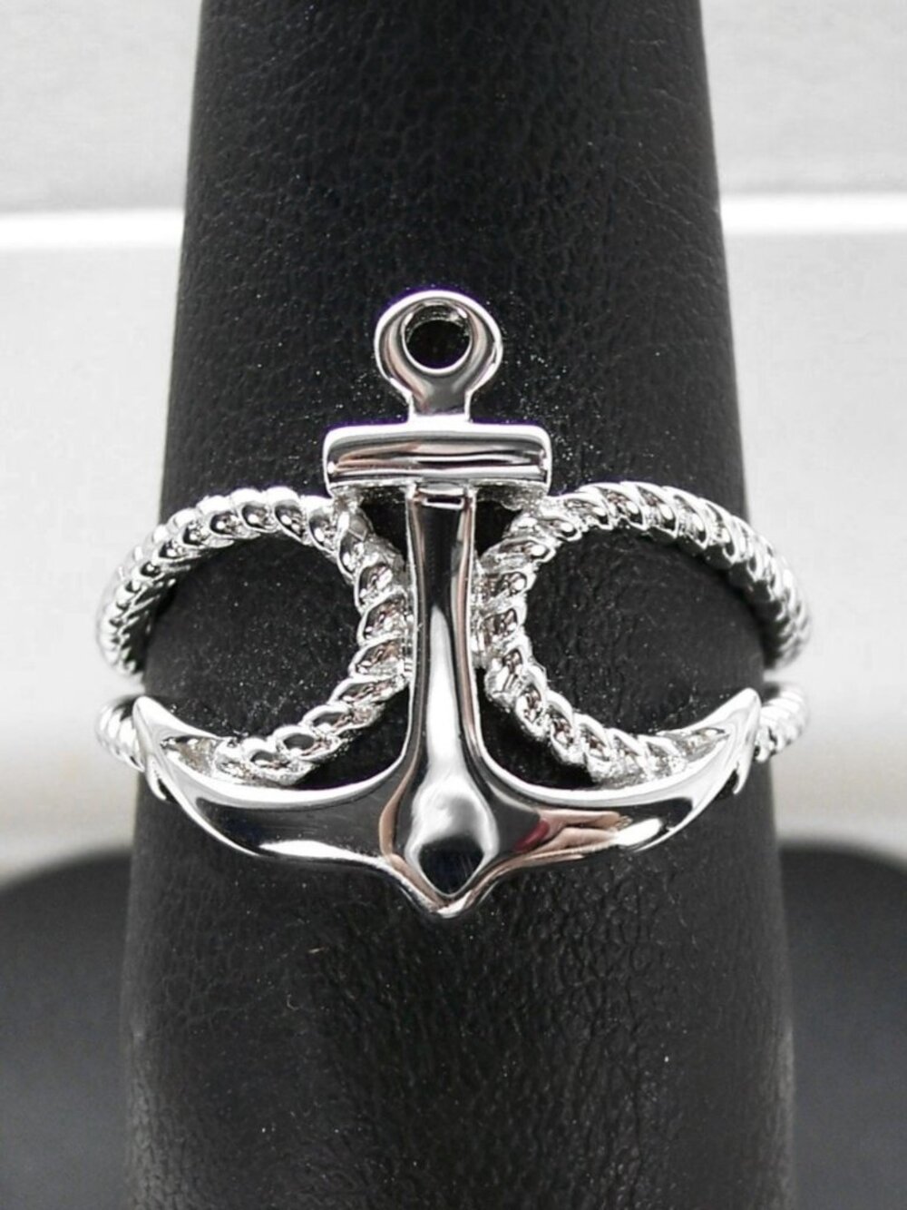 925 STERLING SILVER Anchor Rope Nautical Ring